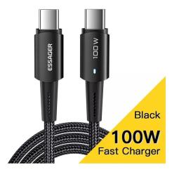 Дата кабель Essager USB-C to USB-C 2.0m 100W black Фото 1