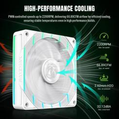 Кулер для корпуса Gamemax Tornado T12 ARGB-W Фото 7