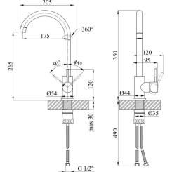 Смеситель Kroner Klassisch-GRA035 Фото 9
