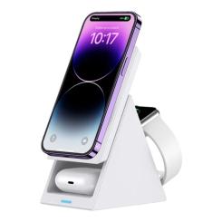 Зарядное устройство Choetech Wireless magnetic 3-in-1 15W white Фото 2