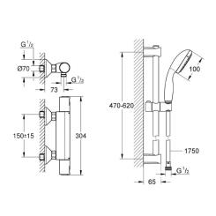 Душевой гарнитур Grohe QuickFix Start Black Фото 6