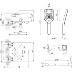 Душевой гарнитур Kroner Makon-C060 + змішувач Makon-C030-T+ змішувач Makon Фото 11