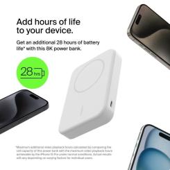 Батарея универсальная Belkin 10000mAh MagSafe Wireless Qi2 White Фото 5