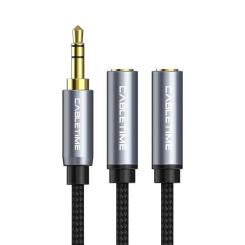 Кабель мультимедийный Cabletime 3.5mm M to 2x3.5mm F 0.2m Фото 1