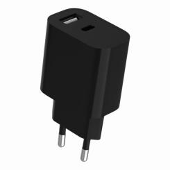 Зарядное устройство Gembird 1xUSB-C + 1xUSB 12W black Фото 2