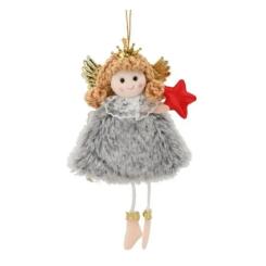 Елочная игрушка Chomik Фея хутро 8х16 см, сіра Фото 1