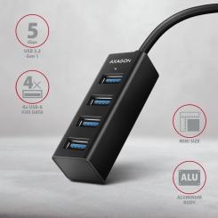 Концентратор AXAGON USB-C to 4xUSB 3.0 0.2m black Фото 1