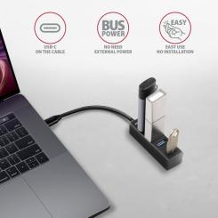 Концентратор AXAGON USB-C to 4xUSB 3.0 0.2m black Фото 2