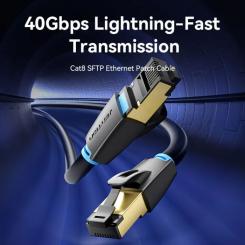 Патч-корд Vention 3м, S/FTP cat 8 RJ-45 black Фото 1