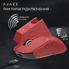 Мышка Ajazz AJ139 V2 MC Wireless/Bluetooth/USB Red Фото 6