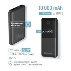 Батарея универсальная ColorWay 10 000 mAh PD/22.5W, QC/3.0, LCD, Black Фото 6