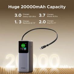 Батарея универсальная Ugreen 20000mAh 165W with Retractable Cable Фото 8