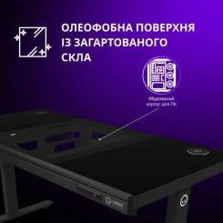 Компьютерный стол Lorgar ELITE 90G Glass Black Фото 8