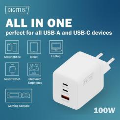 Зарядное устройство Digitus 2xUSB-C + 1xUSB-A GaN 100W Фото 5