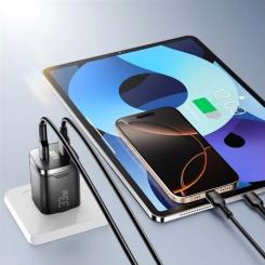 Зарядное устройство Essager 1xUSB-C + 1xUSB 33W GaN black Фото 4