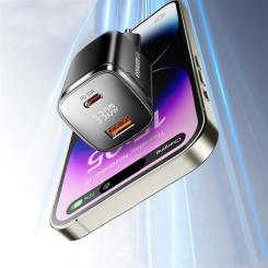 Зарядное устройство Essager 1xUSB-C + 1xUSB 33W GaN black Фото 5