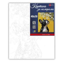 Картина по номерам Santi Бульдог і квіти 40х50 см Фото 1
