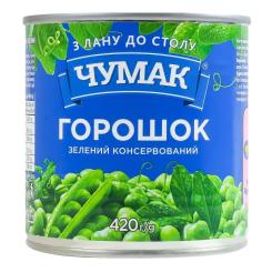 Овощная консервация Чумак Горошек зеленый консервированный 420 г Фото 1