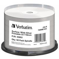 Диск CD Verbatim 700Mb 52x Cake box Printable Silver 50шт Фото