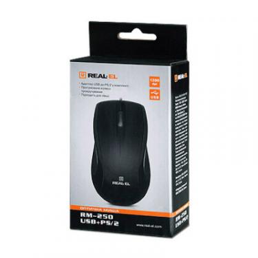 Мышка REAL-EL RM-250 USB+PS/2, black Фото 4