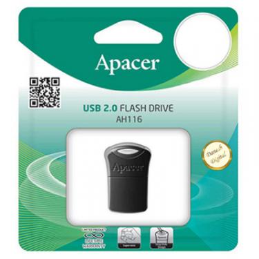 USB флеш накопитель Apacer 8GB AH116 Black USB 2.0 Фото 2