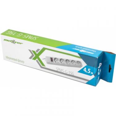 Сетевой фильтр питания Maxxter SPM5-G-15G grey, 4.5 м кабель, 5 розеток Фото 1