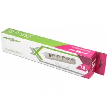 Сетевой фильтр питания Maxxter SPM5-G-6G серый 1,8 м кабель, 5 розеток Фото 1