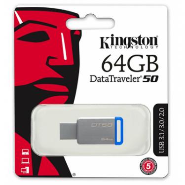USB флеш накопитель Kingston 64GB DT50 USB 3.1 Фото 3