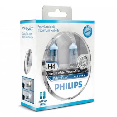 Автолампа Philips H4 WhiteVision +60%, 3700K, 2шт Фото