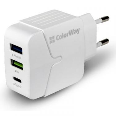 Зарядное устройство ColorWay 2USB + Type-C 3.4A white Фото