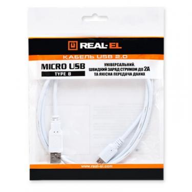 Дата кабель REAL-EL USB 2.0 AM to Micro 5P 1.0m Pro white Фото 1