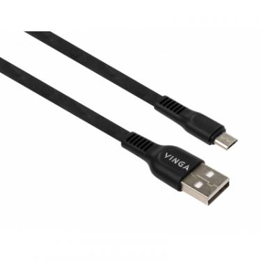 Дата кабель Vinga USB 2.0 AM to Micro 5P 1.0m flat art TPE back Фото
