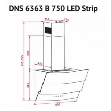 Вытяжка кухонная Perfelli DNS 6363 B 750 BL LED Strip Фото 5