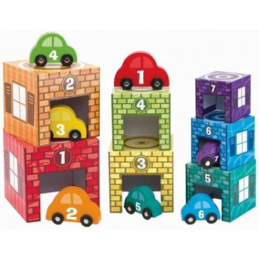 Развивающая игрушка Melissa&Doug Набор блоков-кубов Автомобили и гаражи Фото 1