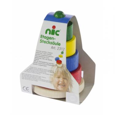 Развивающая игрушка Nic Пирамидка деревянная этажная разноцветная Фото 4