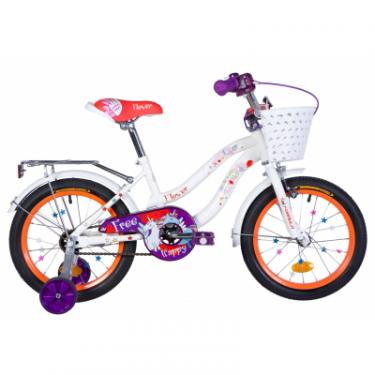 Детский велосипед Formula 16" FLOWER рама-10" St 2020 бело-оранжевый c фиоле Фото