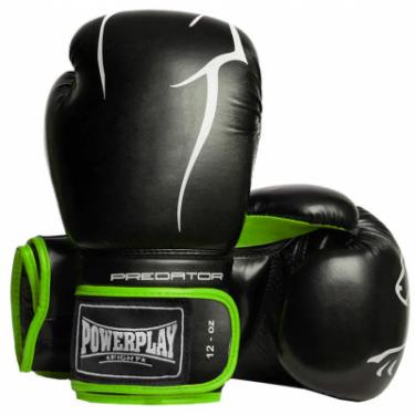 Боксерские перчатки PowerPlay 3018 12oz Black/Green Фото