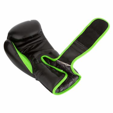 Боксерские перчатки PowerPlay 3018 12oz Black/Green Фото 3