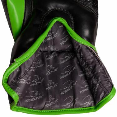 Боксерские перчатки PowerPlay 3018 12oz Black/Green Фото 4