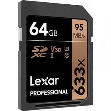 Карта памяти Lexar 64GB SDXC class 10 UHS-I U3 V30 633x Professional Фото 1
