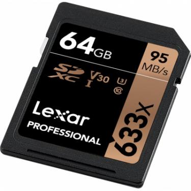Карта памяти Lexar 64GB SDXC class 10 UHS-I U3 V30 633x Professional Фото 3