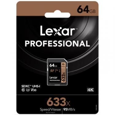 Карта памяти Lexar 64GB SDXC class 10 UHS-I U3 V30 633x Professional Фото 4