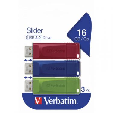 USB флеш накопитель Verbatim 3x16GB Slider Red/Blue/Green USB 2.0 Фото 7