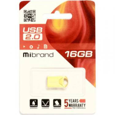 USB флеш накопитель Mibrand 16GB Hawk Gold USB 2.0 Фото 1