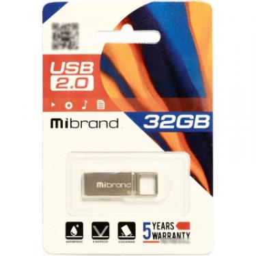 USB флеш накопитель Mibrand 32GB Shark Silver USB 2.0 Фото 1