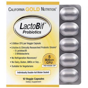 Пробиотики California Gold Nutrition Пробиотики LactoBif, Probiotics, 5 млрд КОЕ, 10 о Фото