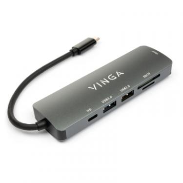 Концентратор Vinga USB Type-C 3.1 to HDMI+USB3.0+USB 2.0+SD/microSD+P Фото 1