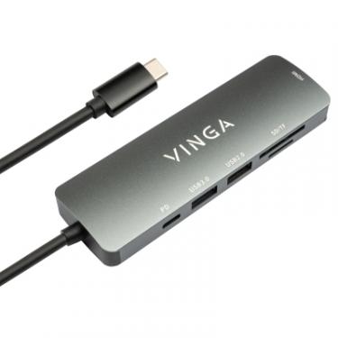 Концентратор Vinga USB Type-C 3.1 to HDMI+USB3.0+USB 2.0+SD/microSD+P Фото 2