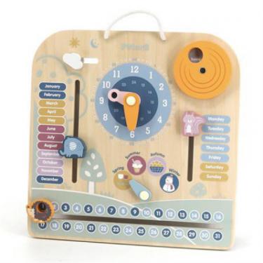 Развивающая игрушка Viga Toys дерев'яний календар PolarB з годинником, англійськ Фото 1