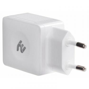 Зарядное устройство 2E Wall Charger Dual USB-A 2.4A + cable USB-C White Фото 1
